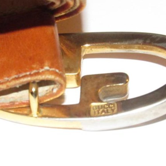 Gucci camel leather belt with large, two-tone GG logo buckle! - Picture 11 of 12